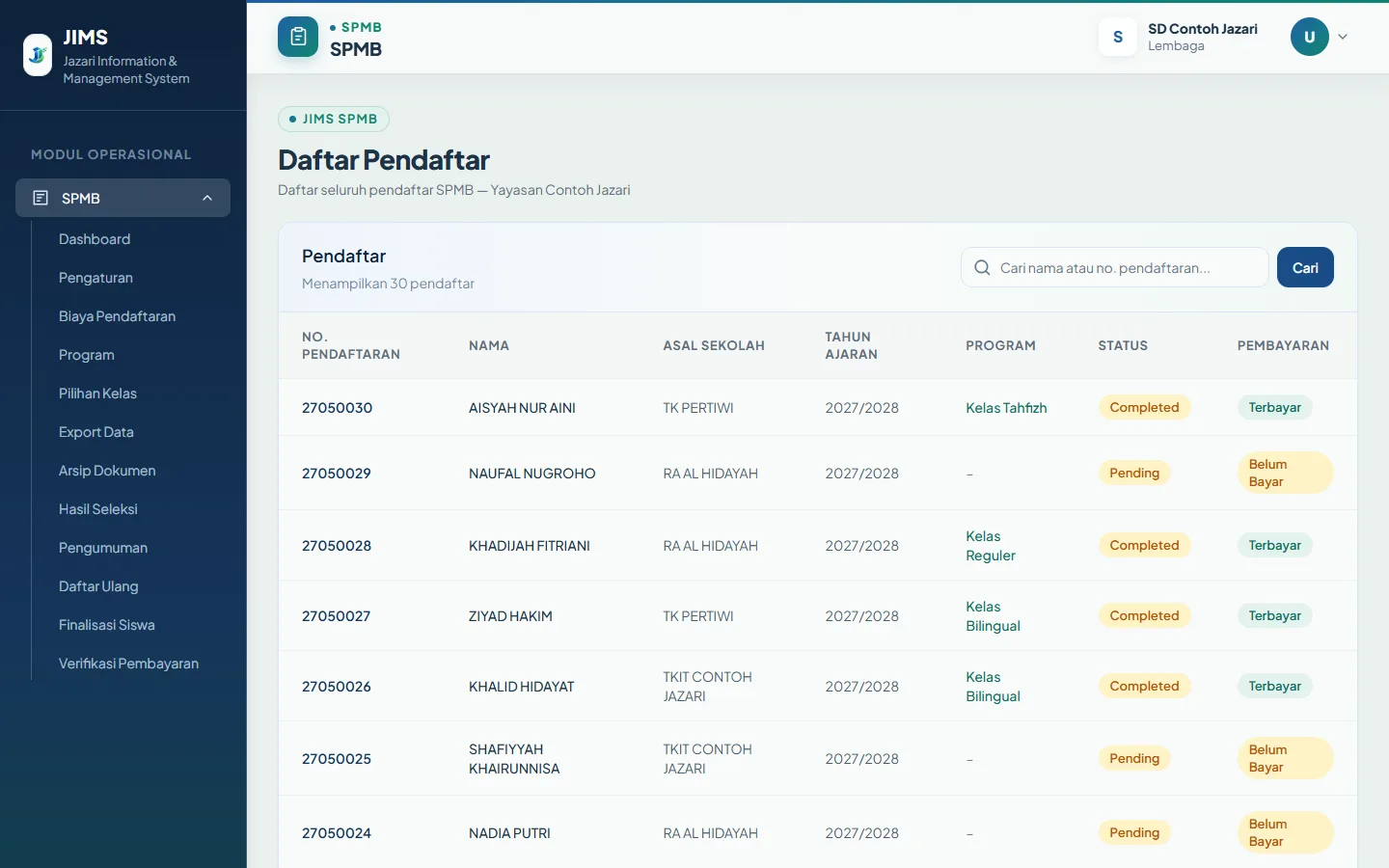 SPMB: Daftar pendaftar